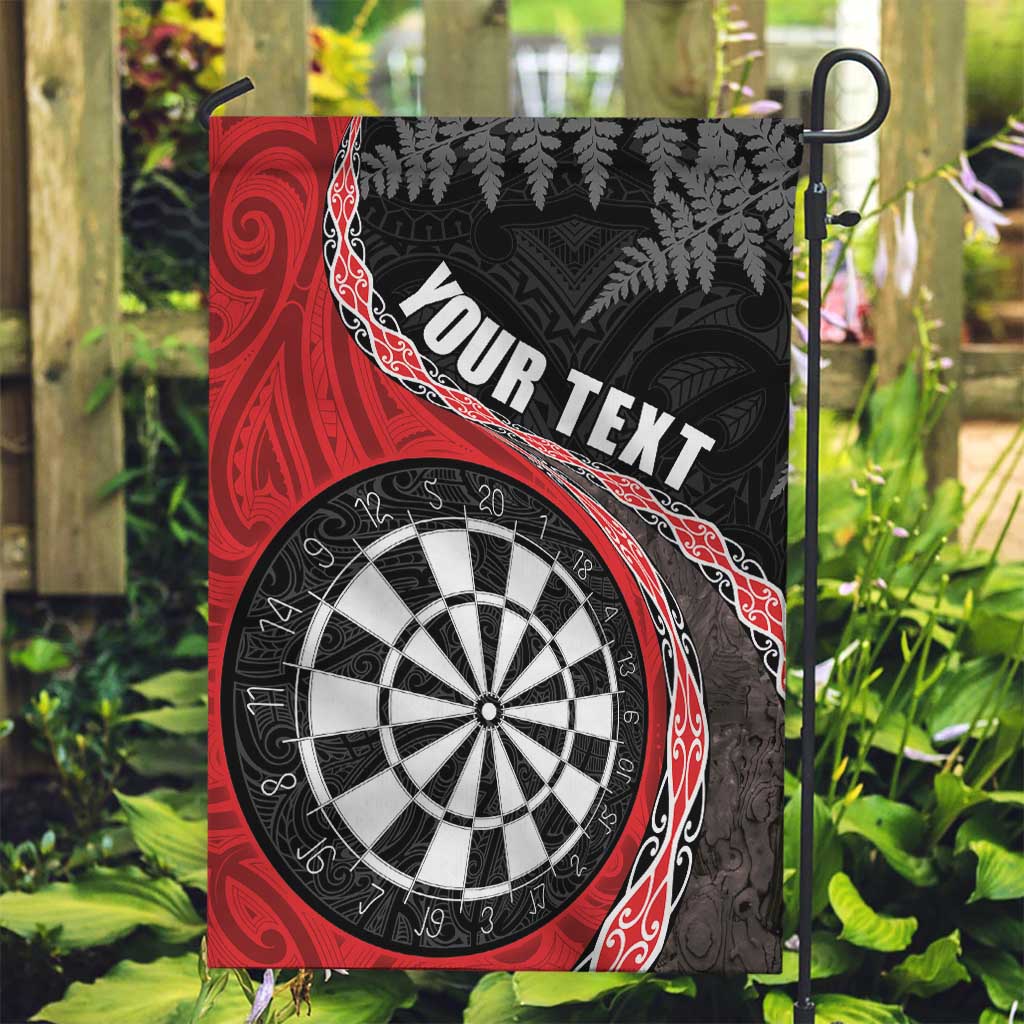 Personalised New Zealand Darts Garden Flag Koru Tribal Tattoo and Silver Fern Maori Pattern Red Color LT03 Garden Flag Red - Polynesian Pride