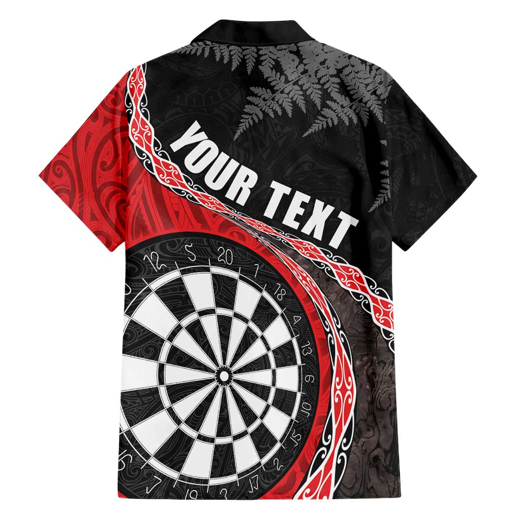 Personalised New Zealand Darts Hawaiian Shirt Koru Tribal Tattoo and Silver Fern Maori Pattern Red Color LT03 - Polynesian Pride