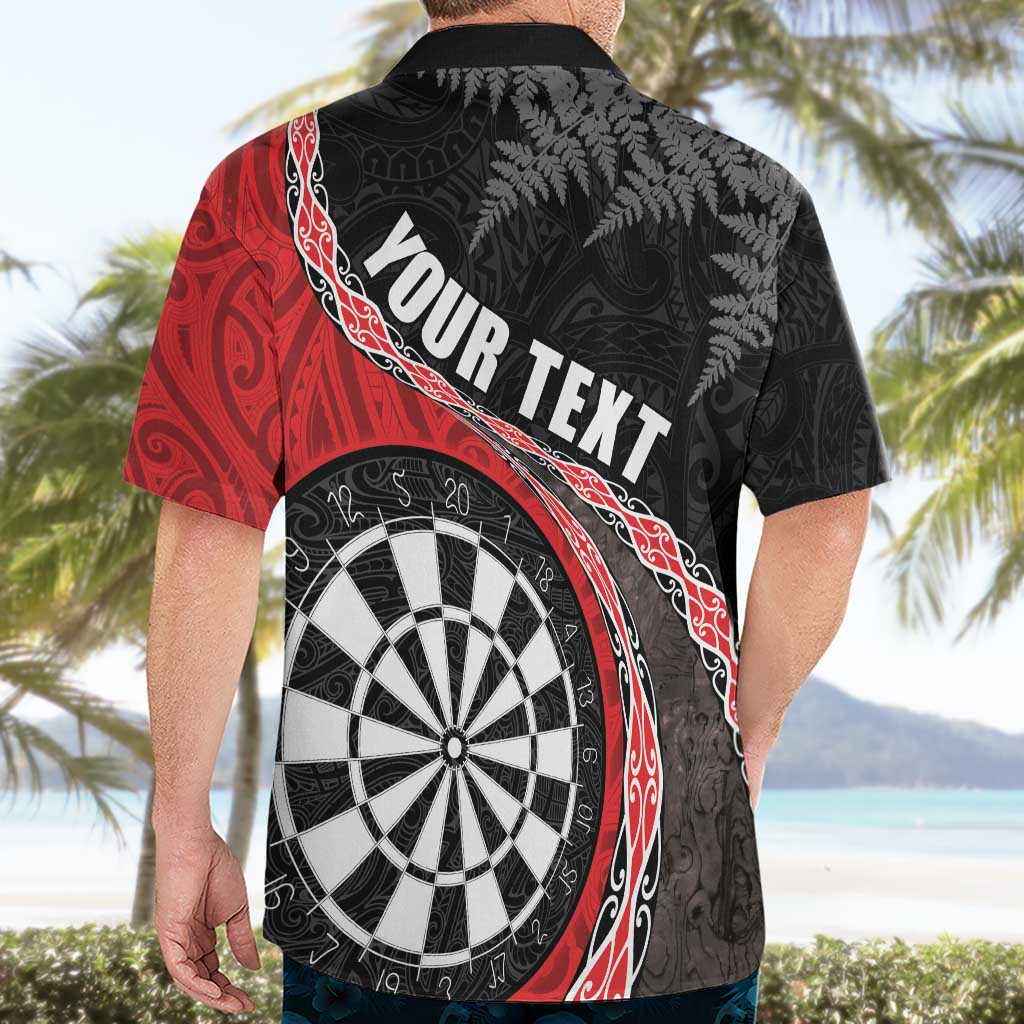 Personalised New Zealand Darts Hawaiian Shirt Koru Tribal Tattoo and Silver Fern Maori Pattern Red Color LT03 - Polynesian Pride