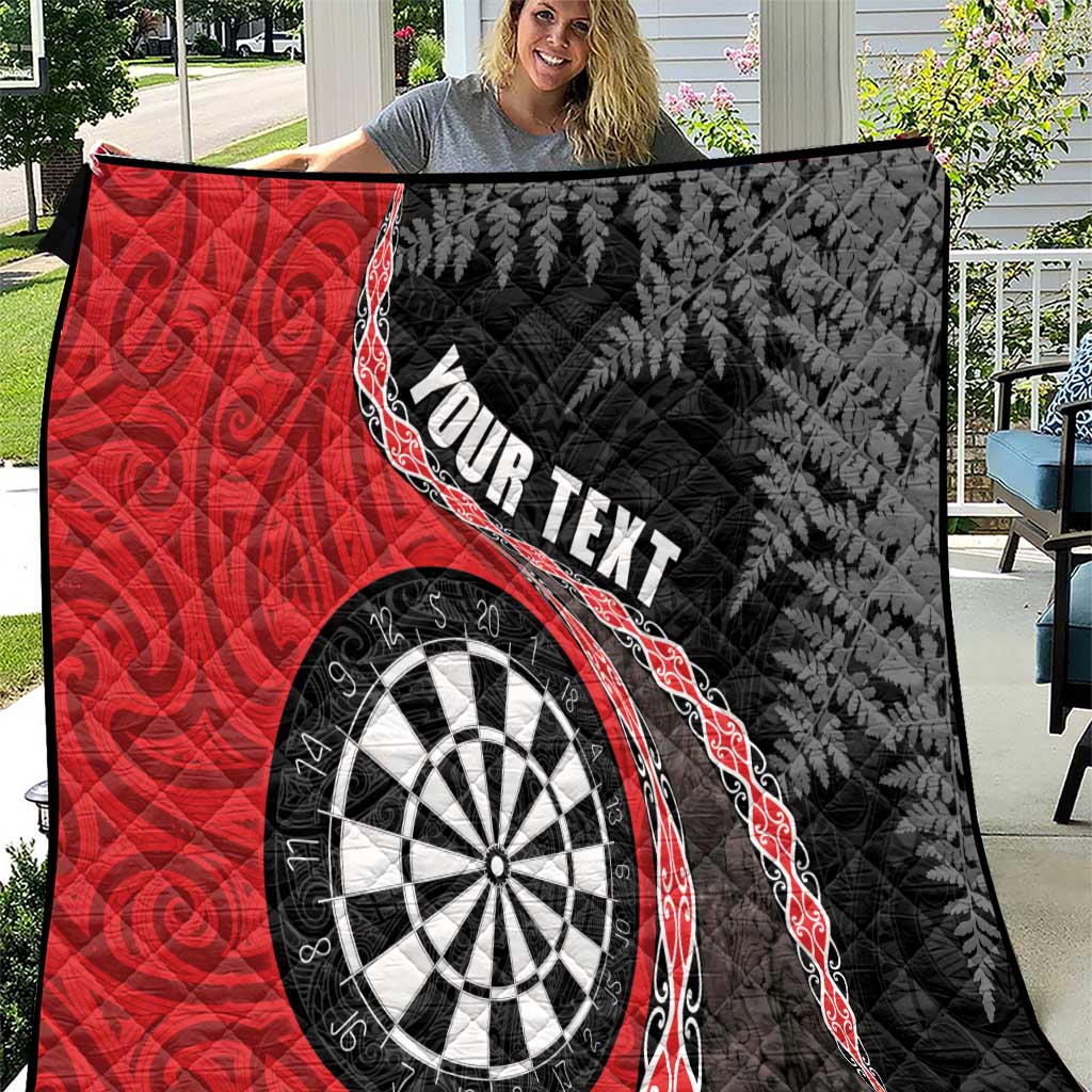 Personalised New Zealand Darts Quilt Koru Tribal Tattoo and Silver Fern Maori Pattern Red Color LT03 Red - Polynesian Pride