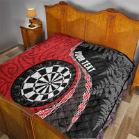 Personalised New Zealand Darts Quilt Koru Tribal Tattoo and Silver Fern Maori Pattern Red Color LT03 - Polynesian Pride