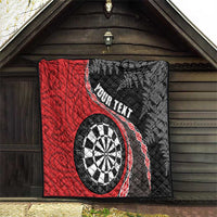 Personalised New Zealand Darts Quilt Koru Tribal Tattoo and Silver Fern Maori Pattern Red Color LT03 - Polynesian Pride