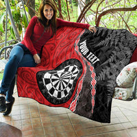 Personalised New Zealand Darts Quilt Koru Tribal Tattoo and Silver Fern Maori Pattern Red Color LT03 - Polynesian Pride