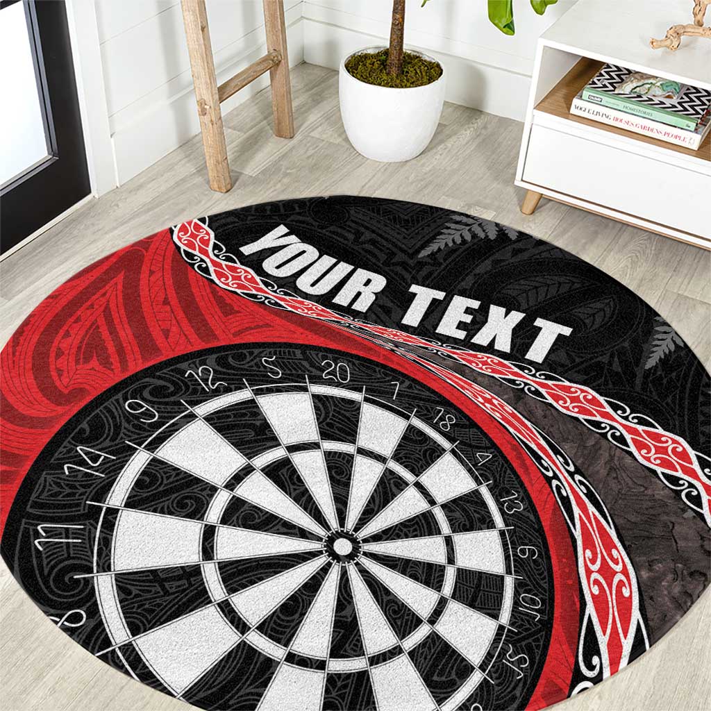 Personalised New Zealand Darts Round Carpet Koru Tribal Tattoo and Silver Fern Maori Pattern Red Color LT03 Red - Polynesian Pride