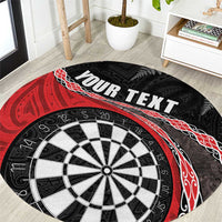 Personalised New Zealand Darts Round Carpet Koru Tribal Tattoo and Silver Fern Maori Pattern Red Color LT03 Red - Polynesian Pride