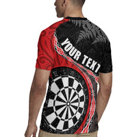 Personalised New Zealand Darts Rugby Jersey Koru Tribal Tattoo and Silver Fern Maori Pattern Red Color LT03 - Polynesian Pride