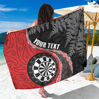 Personalised New Zealand Darts Sarong Koru Tribal Tattoo and Silver Fern Maori Pattern Red Color LT03 One Size 44 x 66 inches Red - Polynesian Pride