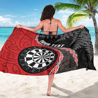 Personalised New Zealand Darts Sarong Koru Tribal Tattoo and Silver Fern Maori Pattern Red Color LT03 - Polynesian Pride