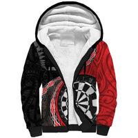 Personalised New Zealand Darts Sherpa Hoodie Koru Tribal Tattoo and Silver Fern Maori Pattern Red Color LT03 Unisex Red - Polynesian Pride