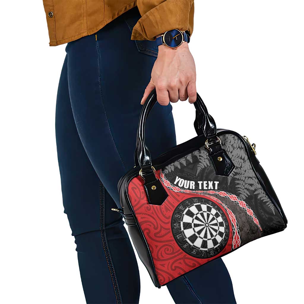 Personalised New Zealand Darts Shoulder Handbag Koru Tribal Tattoo and Silver Fern Maori Pattern Red Color LT03 - Polynesian Pride