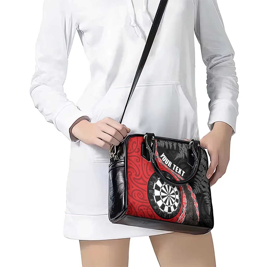 Personalised New Zealand Darts Shoulder Handbag Koru Tribal Tattoo and Silver Fern Maori Pattern Red Color LT03 - Polynesian Pride