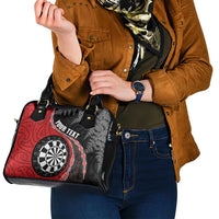 Personalised New Zealand Darts Shoulder Handbag Koru Tribal Tattoo and Silver Fern Maori Pattern Red Color LT03 - Polynesian Pride