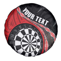 Personalised New Zealand Darts Spare Tire Cover Koru Tribal Tattoo and Silver Fern Maori Pattern Red Color LT03 - Polynesian Pride