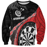 Personalised New Zealand Darts Sweatshirt Koru Tribal Tattoo and Silver Fern Maori Pattern Red Color LT03 Unisex Red - Polynesian Pride