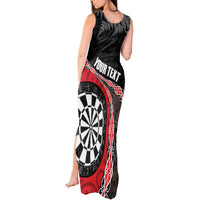 Personalised New Zealand Darts Tank Maxi Dress Koru Tribal Tattoo and Silver Fern Maori Pattern Red Color LT03 - Polynesian Pride