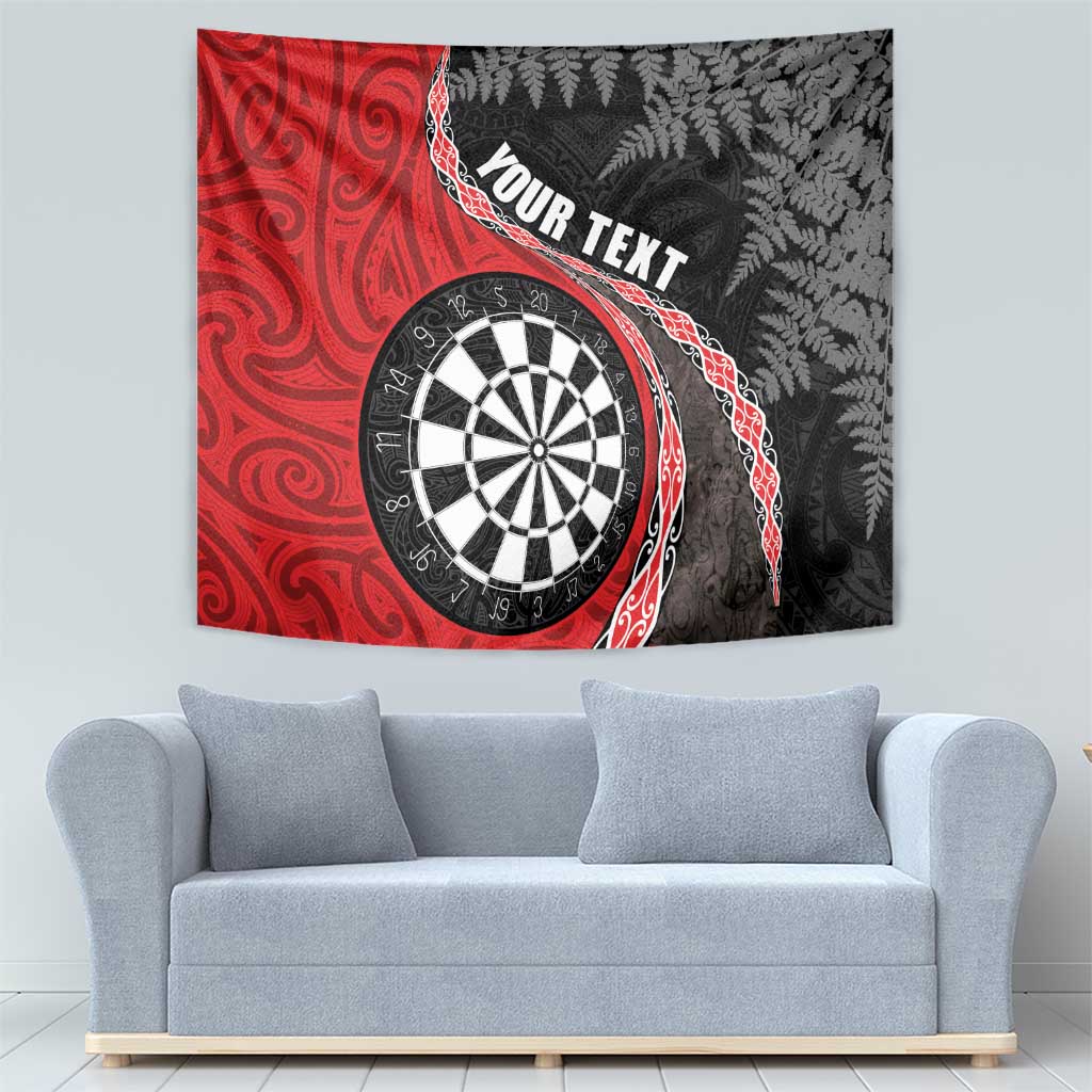Personalised New Zealand Darts Tapestry Koru Tribal Tattoo and Silver Fern Maori Pattern Red Color LT03 - Polynesian Pride