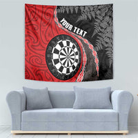 Personalised New Zealand Darts Tapestry Koru Tribal Tattoo and Silver Fern Maori Pattern Red Color LT03 - Polynesian Pride