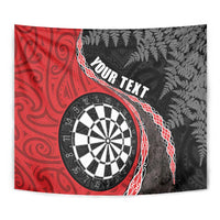 Personalised New Zealand Darts Tapestry Koru Tribal Tattoo and Silver Fern Maori Pattern Red Color LT03 - Polynesian Pride