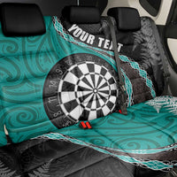 Personalised New Zealand Darts Back Car Seat Cover Koru Tribal Tattoo and Silver Fern Maori Pattern Teal Color LT03 - Polynesian Pride