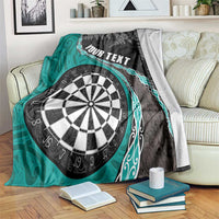 Personalised New Zealand Darts Blanket Koru Tribal Tattoo and Silver Fern Maori Pattern Teal Color LT03 Teal - Polynesian Pride