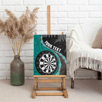 Personalised New Zealand Darts Canvas Wall Art Koru Tribal Tattoo and Silver Fern Maori Pattern Teal Color LT03 - Polynesian Pride