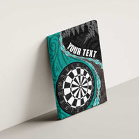 Personalised New Zealand Darts Canvas Wall Art Koru Tribal Tattoo and Silver Fern Maori Pattern Teal Color LT03 - Polynesian Pride