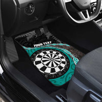 Personalised New Zealand Darts Car Mats Koru Tribal Tattoo and Silver Fern Maori Pattern Teal Color LT03 - Polynesian Pride