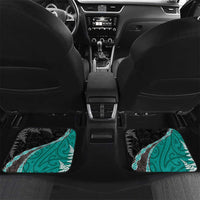 Personalised New Zealand Darts Car Mats Koru Tribal Tattoo and Silver Fern Maori Pattern Teal Color LT03 Set 2pcs - Back Teal - Polynesian Pride