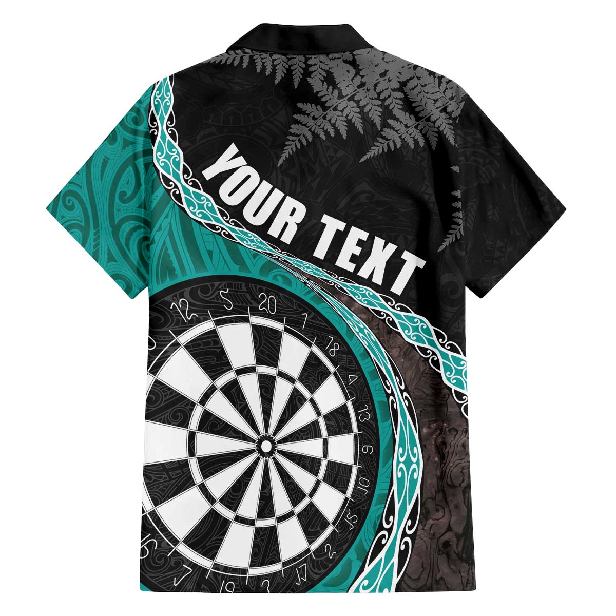 Personalised New Zealand Darts Family Matching Off Shoulder Short Dress and Hawaiian Shirt Koru Tribal Tattoo and Silver Fern Maori Pattern Teal Color LT03 - Polynesian Pride