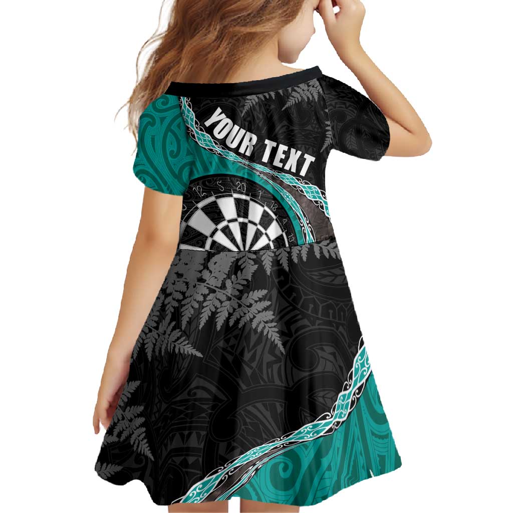 Personalised New Zealand Darts Family Matching Tank Maxi Dress and Hawaiian Shirt Koru Tribal Tattoo and Silver Fern Maori Pattern Teal Color LT03 - Polynesian Pride