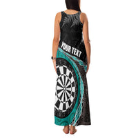 Personalised New Zealand Darts Family Matching Tank Maxi Dress and Hawaiian Shirt Koru Tribal Tattoo and Silver Fern Maori Pattern Teal Color LT03 - Polynesian Pride