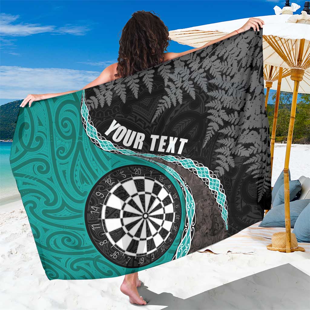 Personalised New Zealand Darts Sarong Koru Tribal Tattoo and Silver Fern Maori Pattern Teal Color LT03 One Size 44 x 66 inches Teal - Polynesian Pride