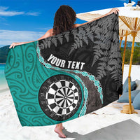Personalised New Zealand Darts Sarong Koru Tribal Tattoo and Silver Fern Maori Pattern Teal Color LT03 One Size 44 x 66 inches Teal - Polynesian Pride