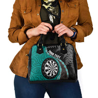 Personalised New Zealand Darts Shoulder Handbag Koru Tribal Tattoo and Silver Fern Maori Pattern Teal Color LT03 - Polynesian Pride