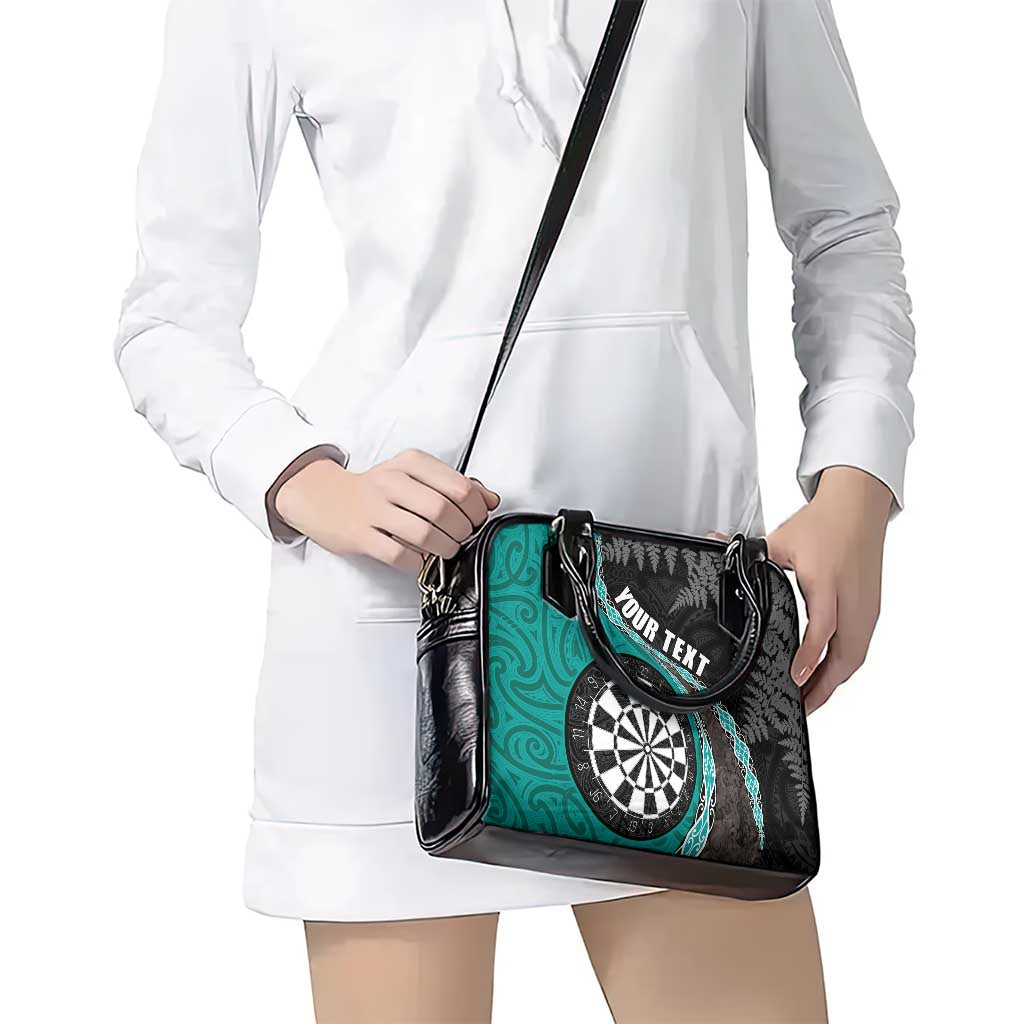 Personalised New Zealand Darts Shoulder Handbag Koru Tribal Tattoo and Silver Fern Maori Pattern Teal Color LT03 - Polynesian Pride