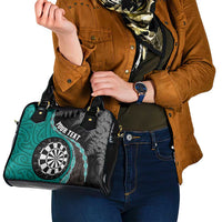Personalised New Zealand Darts Shoulder Handbag Koru Tribal Tattoo and Silver Fern Maori Pattern Teal Color LT03 - Polynesian Pride