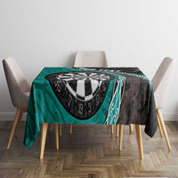 Personalised New Zealand Darts Tablecloth Koru Tribal Tattoo and Silver Fern Maori Pattern Teal Color LT03 - Polynesian Pride