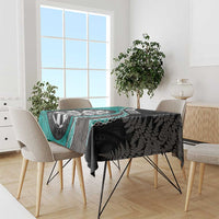 Personalised New Zealand Darts Tablecloth Koru Tribal Tattoo and Silver Fern Maori Pattern Teal Color LT03 - Polynesian Pride