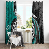 Personalised New Zealand Darts Window Curtain Koru Tribal Tattoo and Silver Fern Maori Pattern Teal Color LT03 - Polynesian Pride