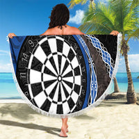 Personalised New Zealand Darts Beach Blanket Koru Tribal Tattoo and Silver Fern Maori Pattern Blue Color LT03 - Polynesian Pride