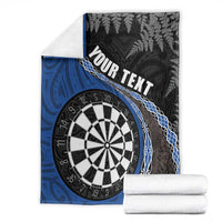 Personalised New Zealand Darts Blanket Koru Tribal Tattoo and Silver Fern Maori Pattern Blue Color LT03 - Polynesian Pride