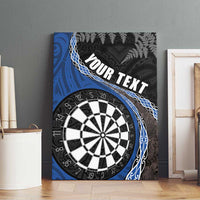 Personalised New Zealand Darts Canvas Wall Art Koru Tribal Tattoo and Silver Fern Maori Pattern Blue Color LT03 - Polynesian Pride