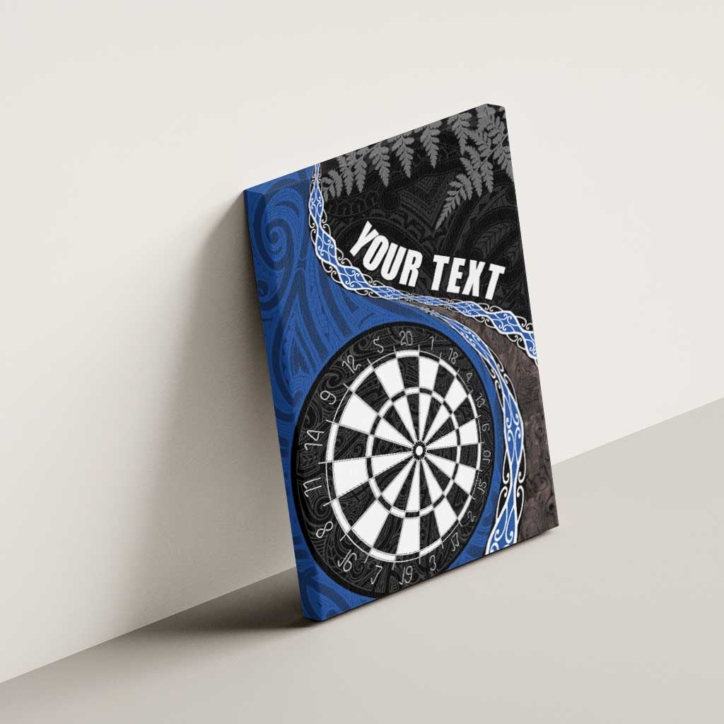 Personalised New Zealand Darts Canvas Wall Art Koru Tribal Tattoo and Silver Fern Maori Pattern Blue Color LT03 - Polynesian Pride