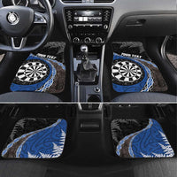 Personalised New Zealand Darts Car Mats Koru Tribal Tattoo and Silver Fern Maori Pattern Blue Color LT03 Set 4pcs Blue - Polynesian Pride