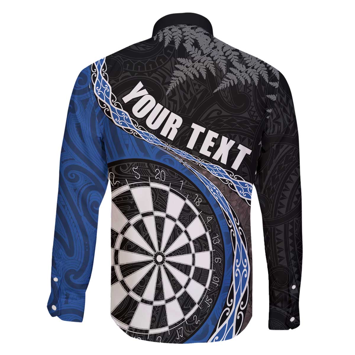 Personalised New Zealand Darts Family Matching Off Shoulder Short Dress and Hawaiian Shirt Koru Tribal Tattoo and Silver Fern Maori Pattern Blue Color LT03 - Polynesian Pride