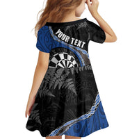 Personalised New Zealand Darts Family Matching Puletasi and Hawaiian Shirt Koru Tribal Tattoo and Silver Fern Maori Pattern Blue Color LT03 - Polynesian Pride