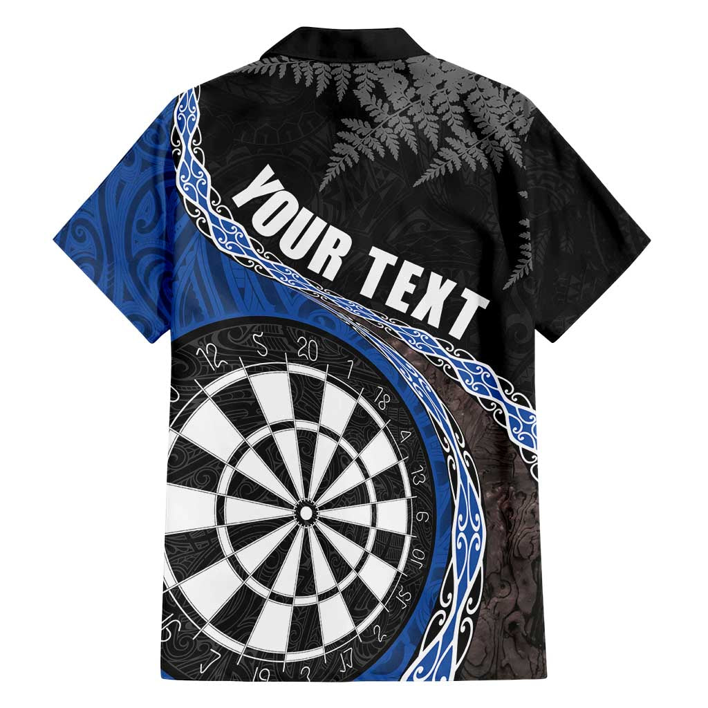 Personalised New Zealand Darts Family Matching Summer Maxi Dress and Hawaiian Shirt Koru Tribal Tattoo and Silver Fern Maori Pattern Blue Color LT03 - Polynesian Pride