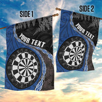 Personalised New Zealand Darts Garden Flag Koru Tribal Tattoo and Silver Fern Maori Pattern Blue Color LT03 - Polynesian Pride