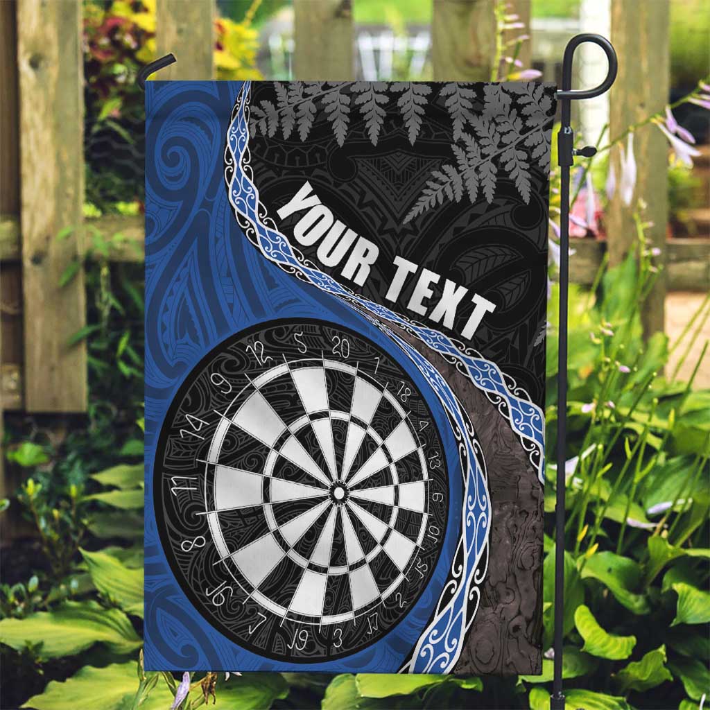 Personalised New Zealand Darts Garden Flag Koru Tribal Tattoo and Silver Fern Maori Pattern Blue Color LT03 Garden Flag Blue - Polynesian Pride