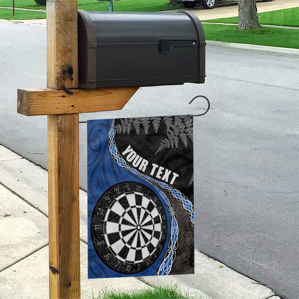 Personalised New Zealand Darts Garden Flag Koru Tribal Tattoo and Silver Fern Maori Pattern Blue Color LT03 - Polynesian Pride